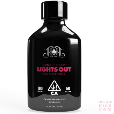 Lights Out Midnight Cherry Cannabis Indica CBN Sleep Elixir by Heavy Hitters obtain high